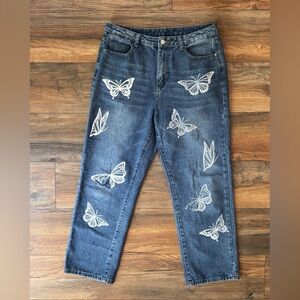 SHEIN Blue Jeans with Butterfly detail